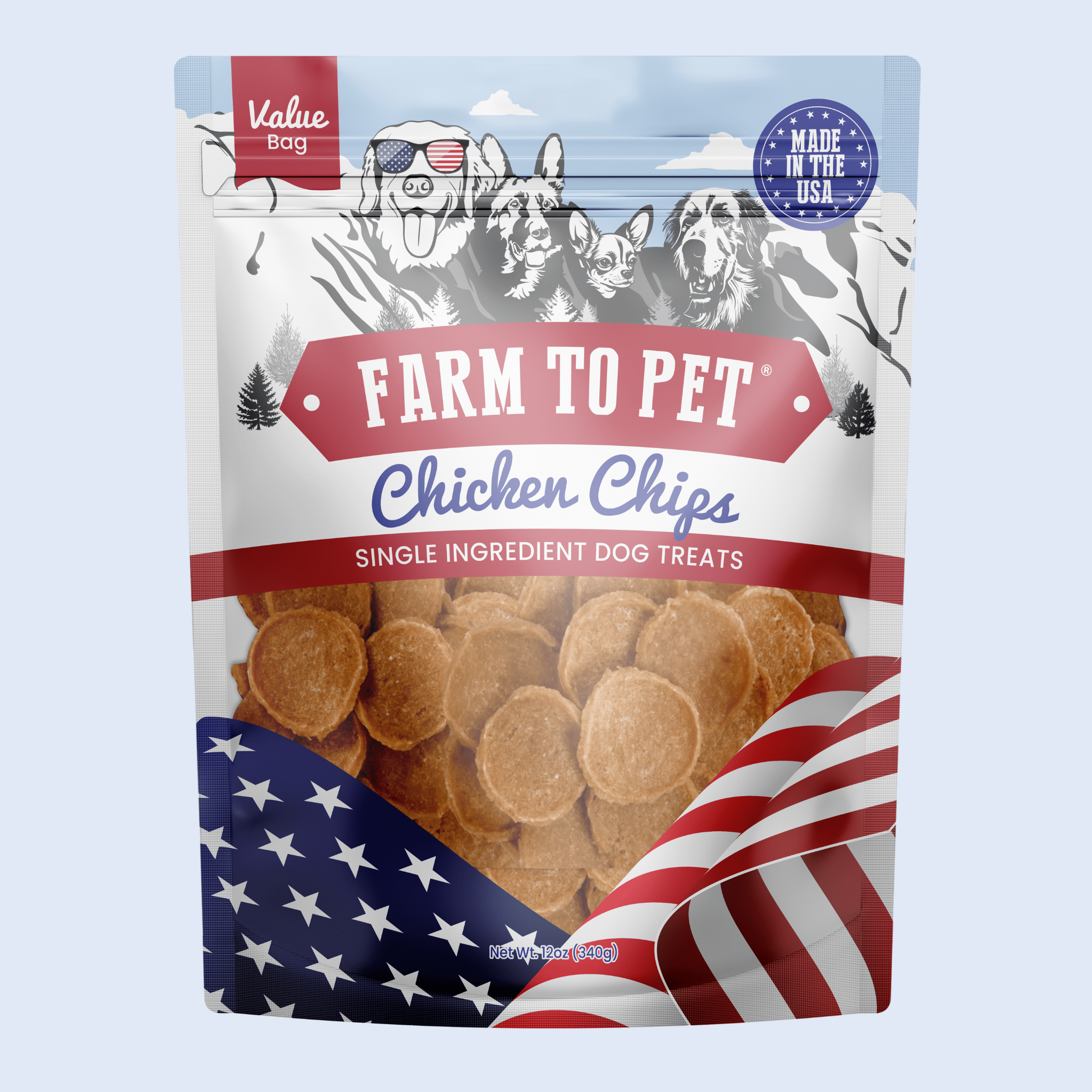 Americana Chicken Chips for Dogs | Celebrate with USA-made Dog Treats Value 12oz