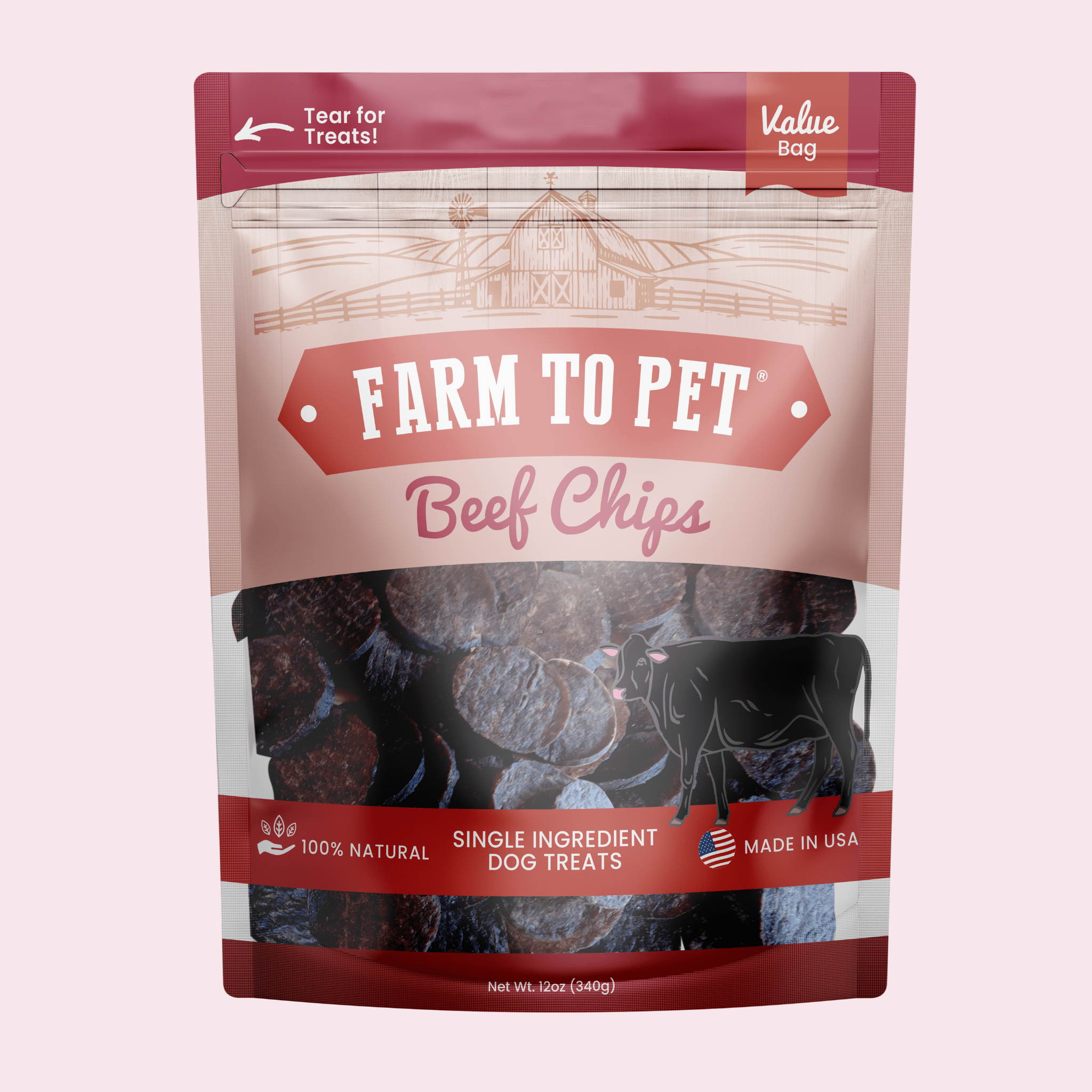 Beef Chips Dog Treats | Single-Ingredient Healthy Treats for Dogs Value 12oz