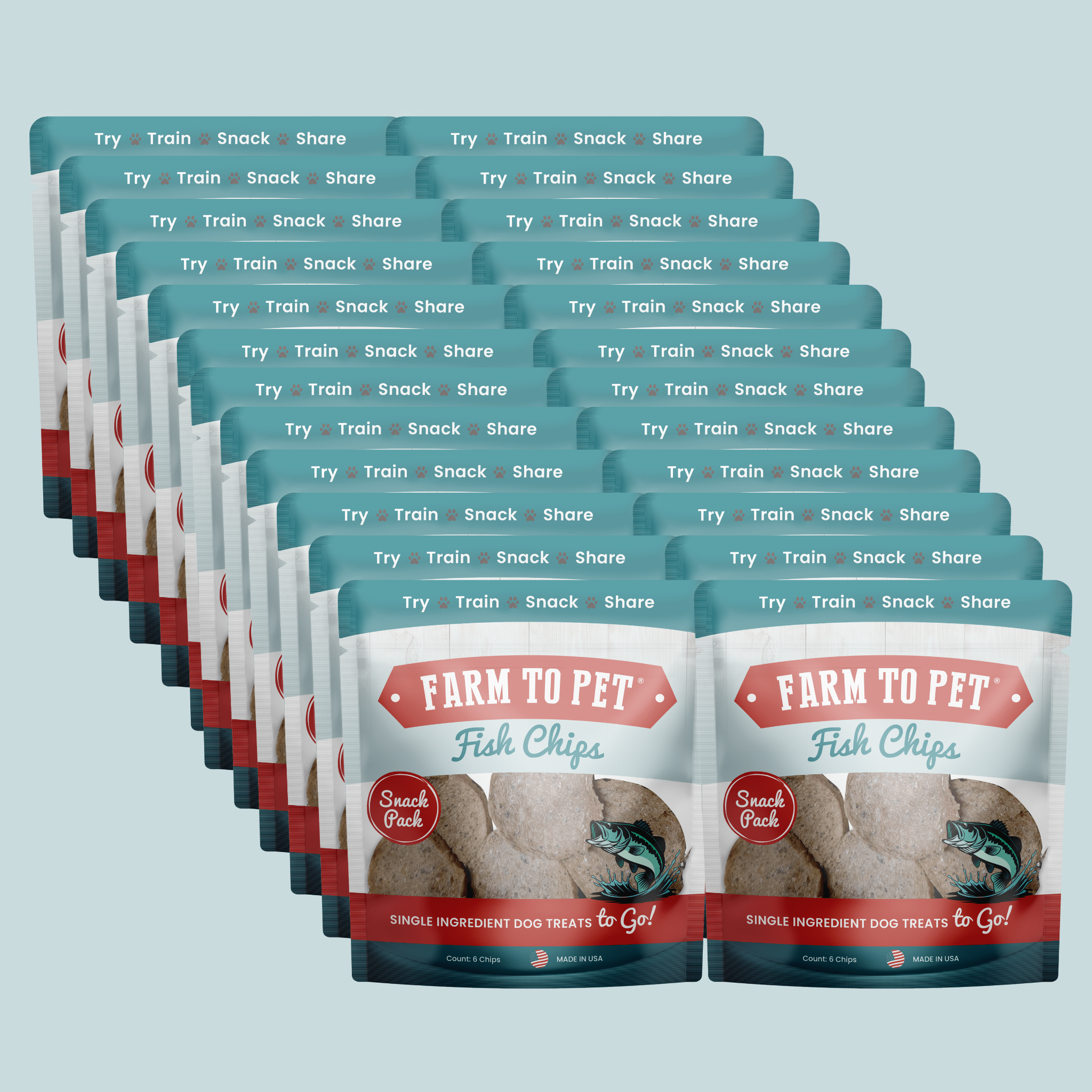 Fish Chips Snack Pack Bundles | Dog Treats for Training & Travel 24 Pack