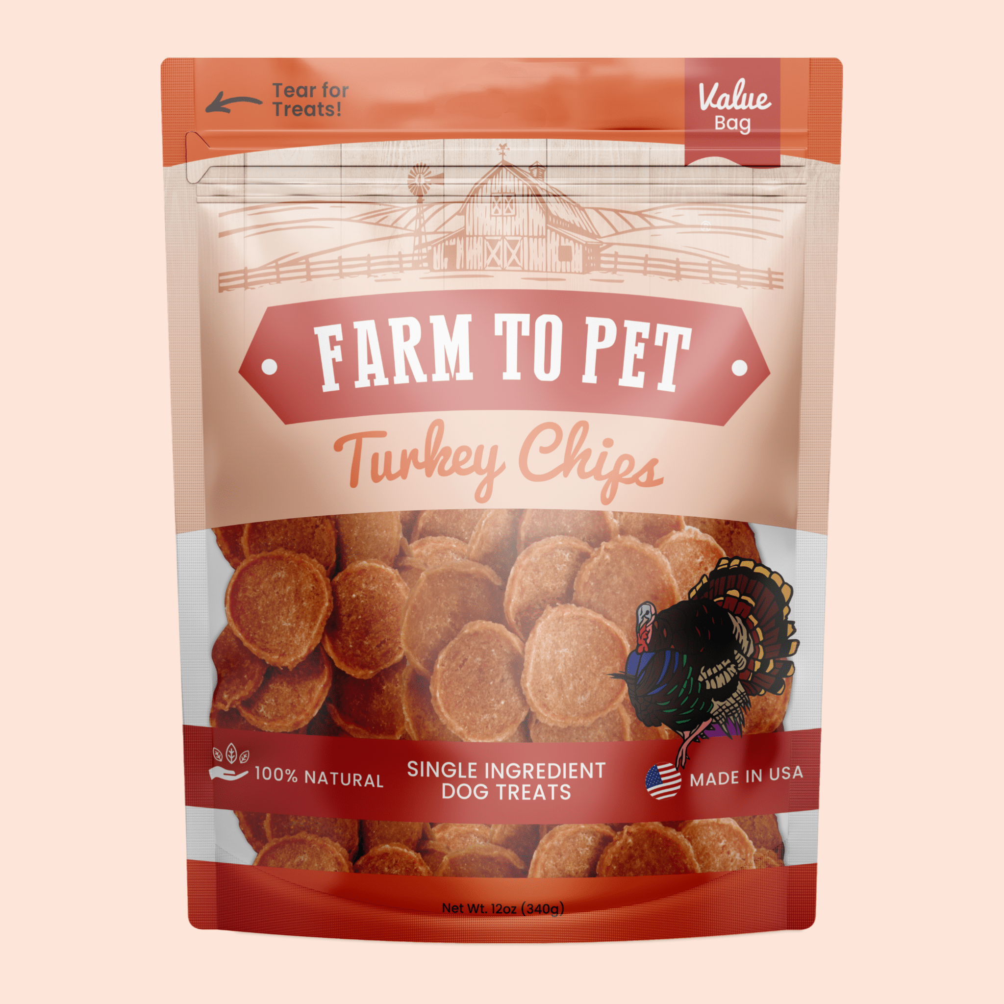 Turkey Chips for Dogs | All-Natural Single-Ingredient Healthy Dog Treats Value 12oz