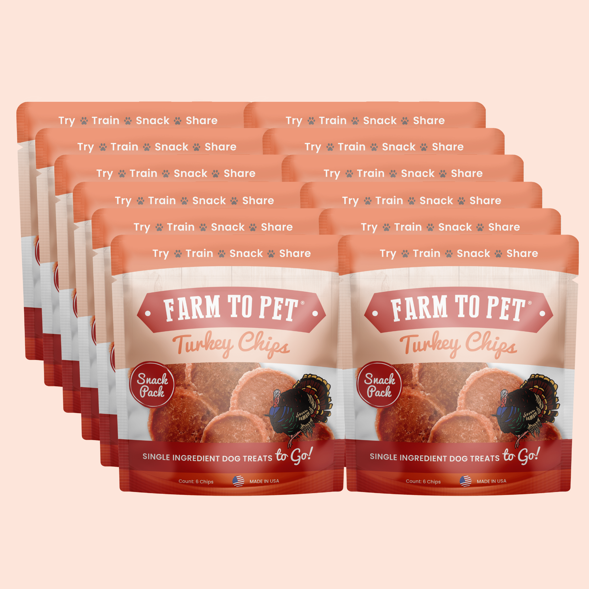 Turkey Chips Snack Pack Bundles | Low Allergen Treats for Training 12 Pack