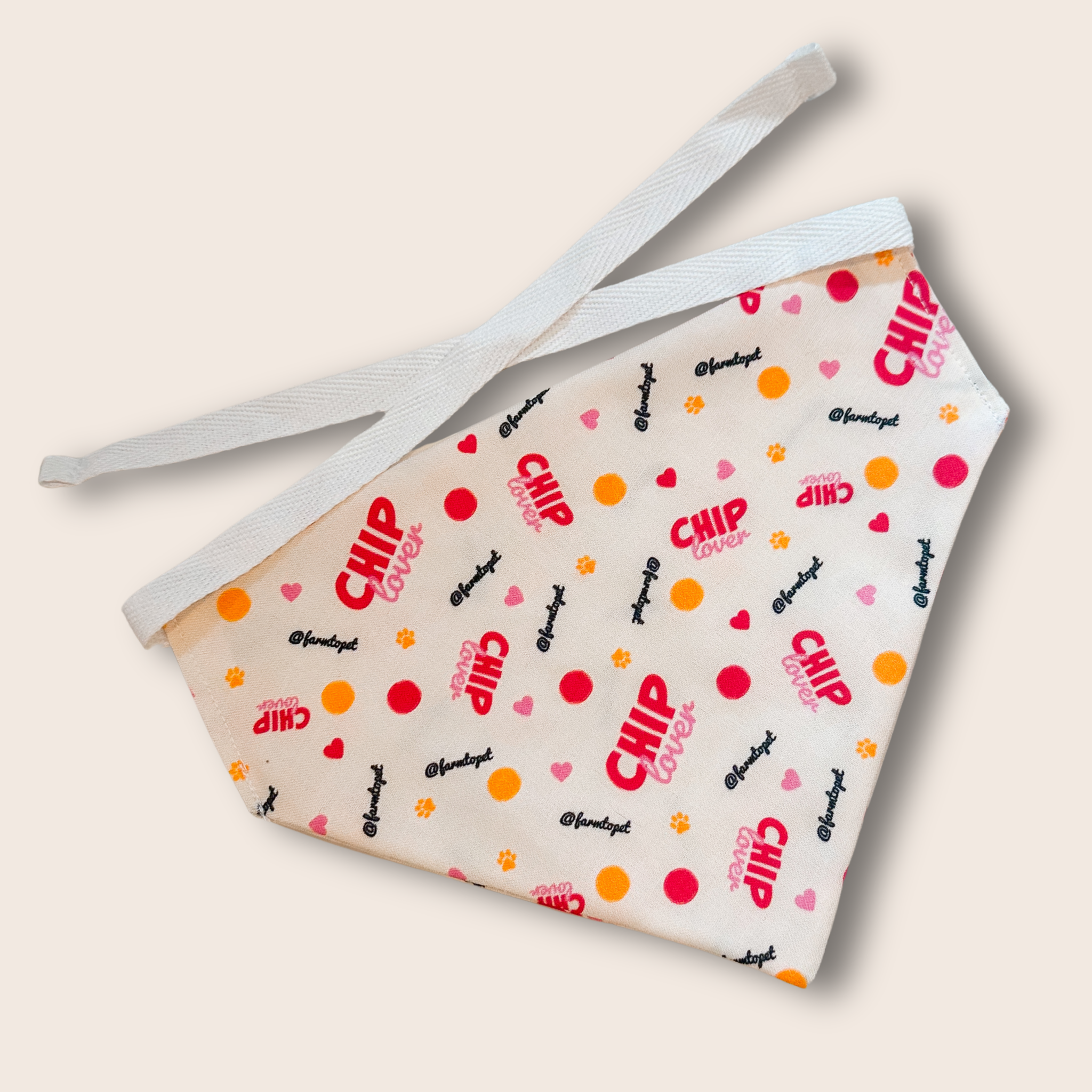 Tie-on Dog Bandana | Adjustable String-tie Bandana for Dogs and Cats Chip Lover Dog Bandana