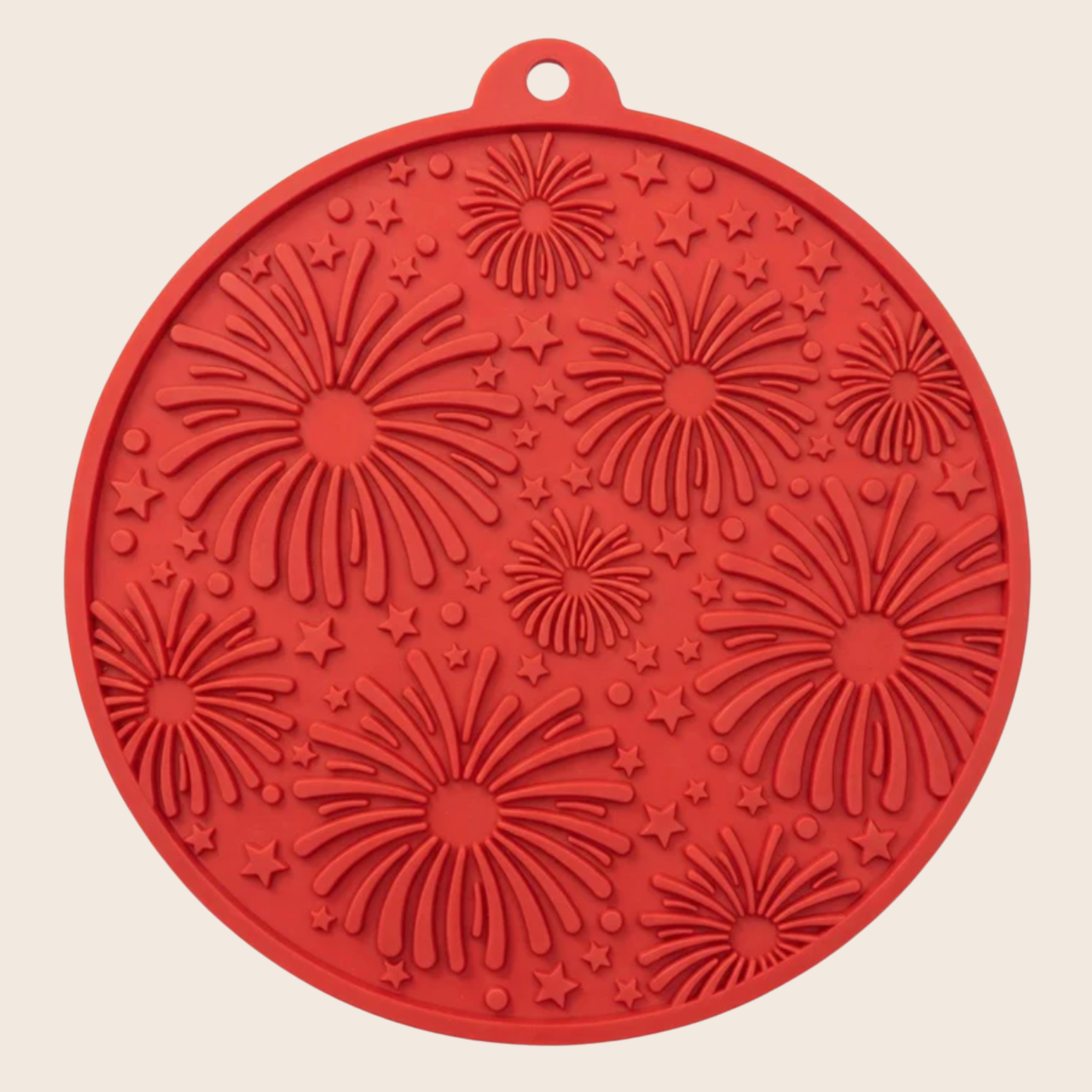 Dog Lick Mats with Suction Cups Red Fireworks