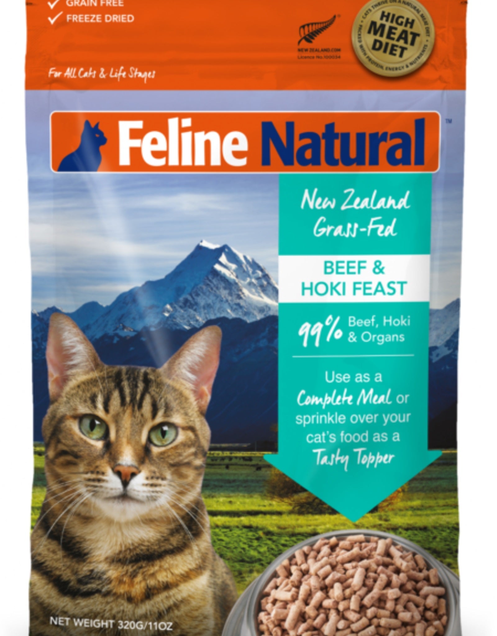 Beef & Hoki Freeze Dried Cat food by Feline Naturals Beef Hoki 11 oz