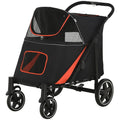 One-Click Foldable Stroller for Large Medium Small Dogs, Pet, Cats with Storage Black