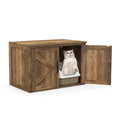 Flip Top Hidden Cat Washroom Furniture with Double Barn Doors Removable Divider and Middle Entry