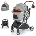 Foldable Dog Cat Stroller with Removable Waterproof Cover-Dark Gray Default Title