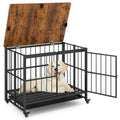 Foldable Dog Crate Furniture with Removable Tray and Lockable Door L