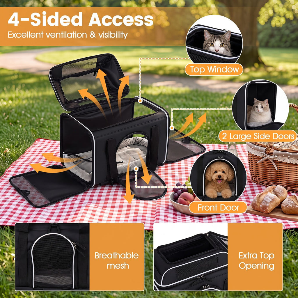 Rolling Pet Carrier with Wheels for Cats and Small Dogs