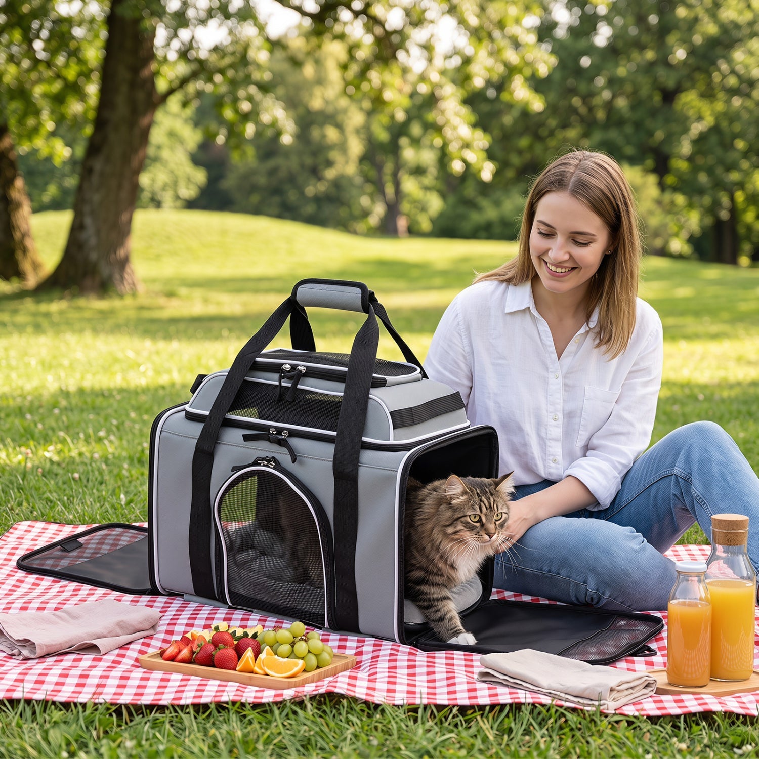 Rolling Pet Carrier with Wheels for Cats and Small Dogs