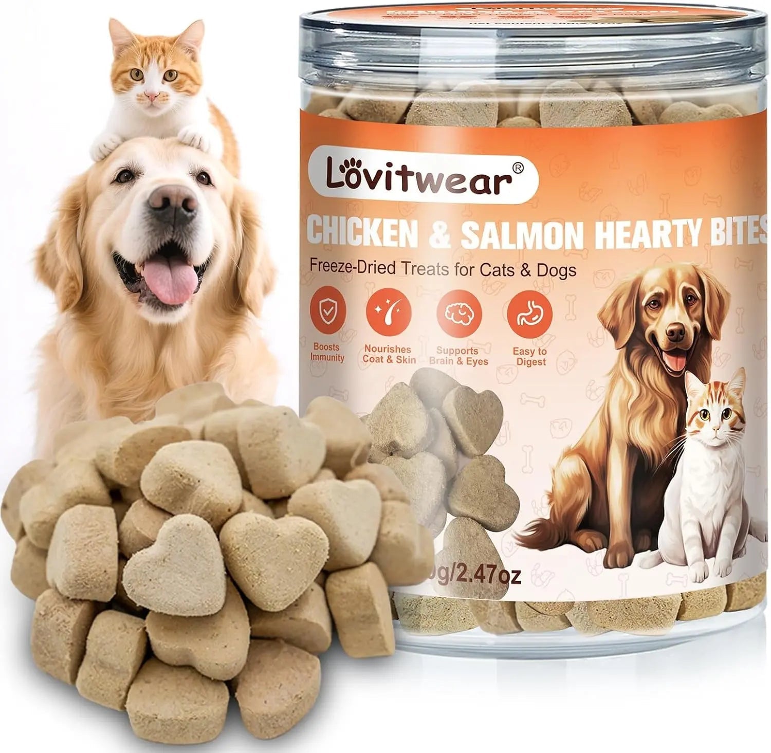 Freeze Dried Chicken Salmon Dog Cat Treats 98% Meat Grain Free Default Title
