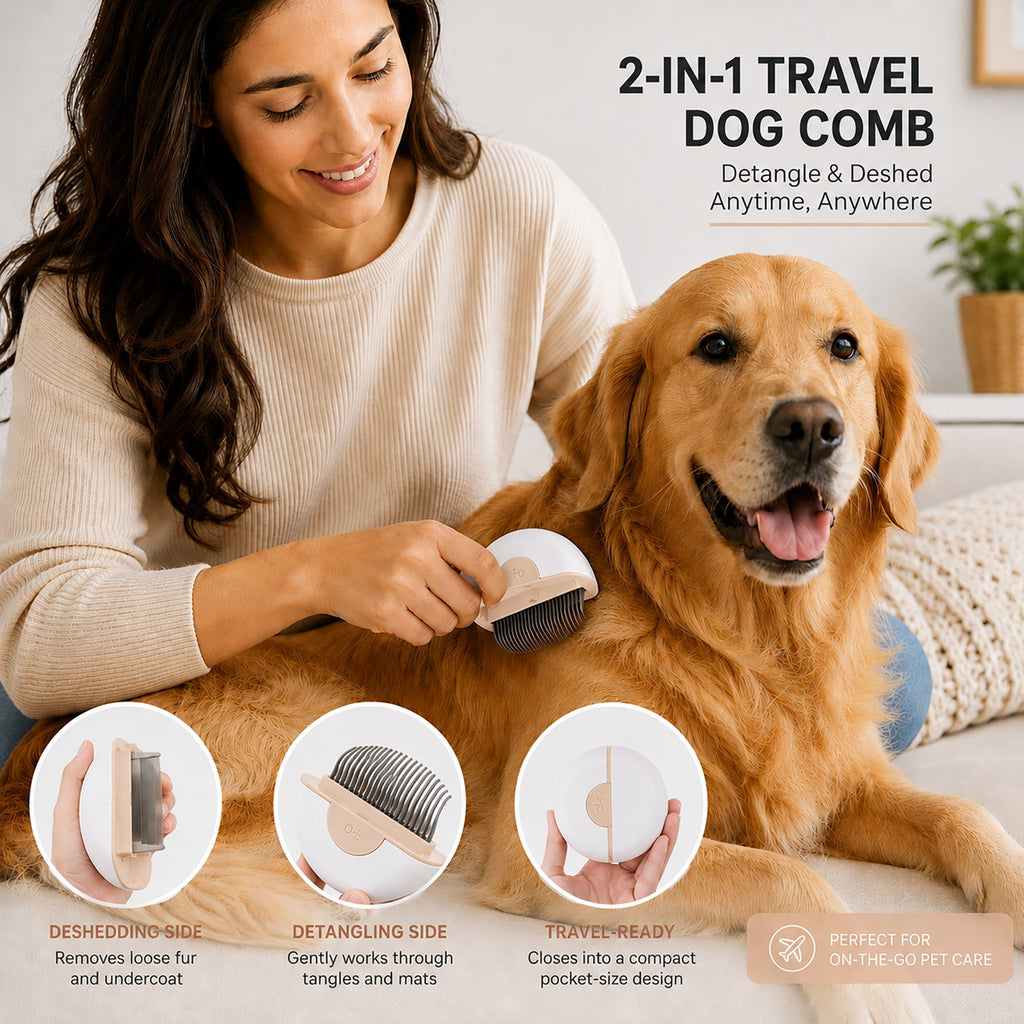 Pet Life ® 'LYNX' 2-in-1 Travel Connecting Grooming Pet Comb and Deshedder