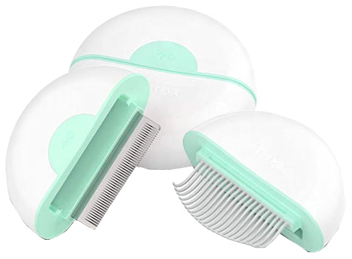 Pet Life ® 'LYNX' 2-in-1 Travel Connecting Grooming Pet Comb and Deshedder Green
