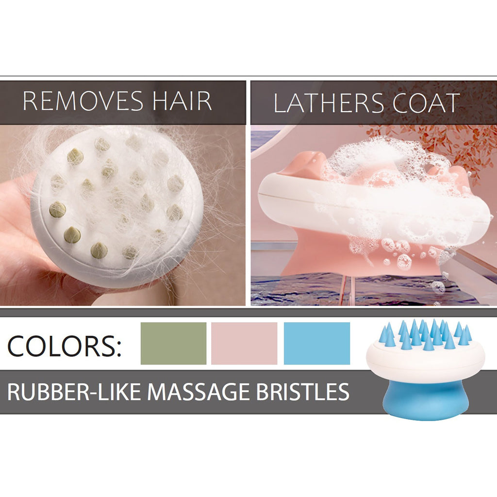 Pet Life ® 'Scwubba' Handheld Bathing Brushing and Massaging Soft Flexible Grooming Pet Comb