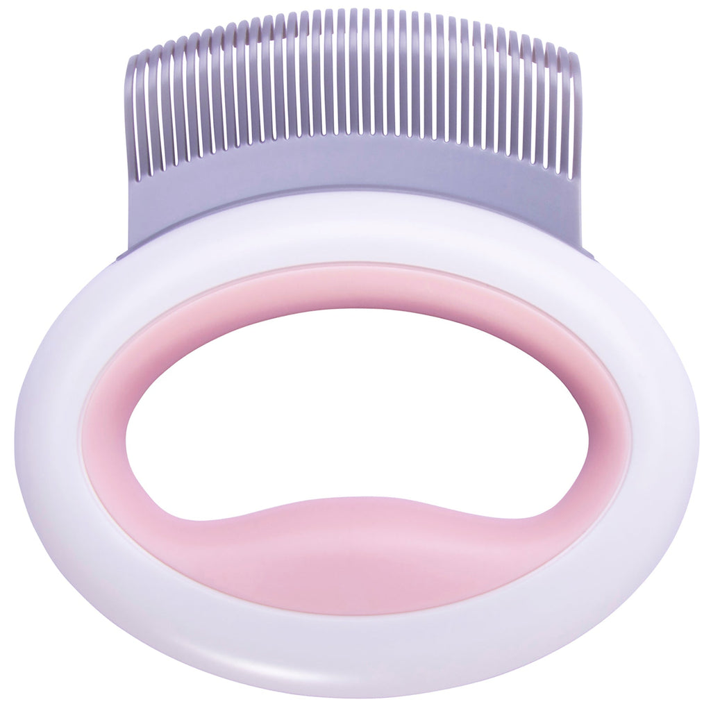 Pet Life ® 'Knuckler' Handheld Travel Flexible Grooming Pet Rake Comb Pink
