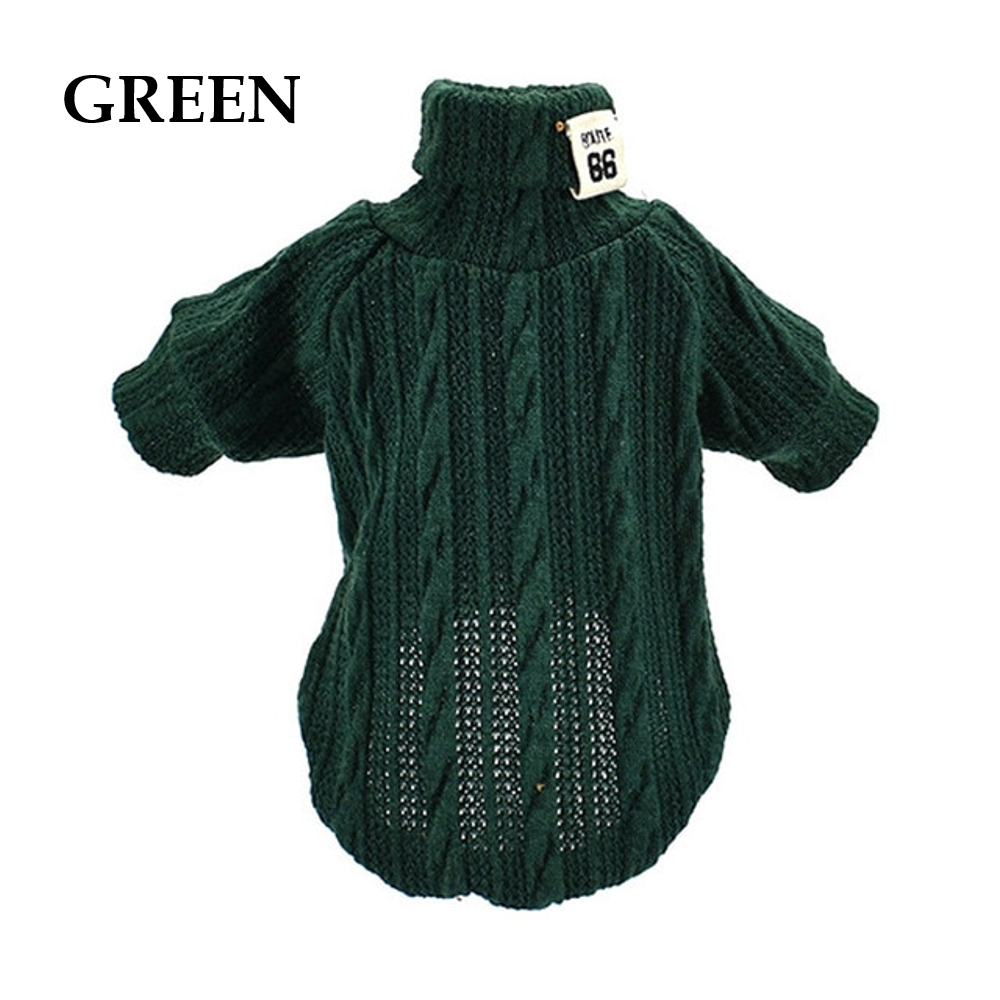Winter Warm Knitted Turtleneck Sweater for Small Dogs or Cats Green