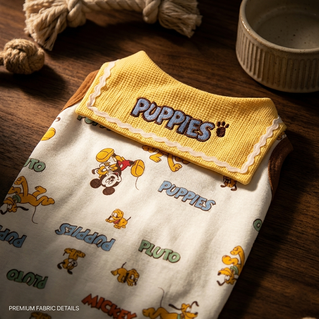 Cartoon Puppy Sailor Collar Dog Shirt – Mickey & Pluto Cute Summer Pet Tank Top for Small Dogs & Cats