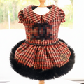 Red Tweed Pet Dress with Faux Fur Hem