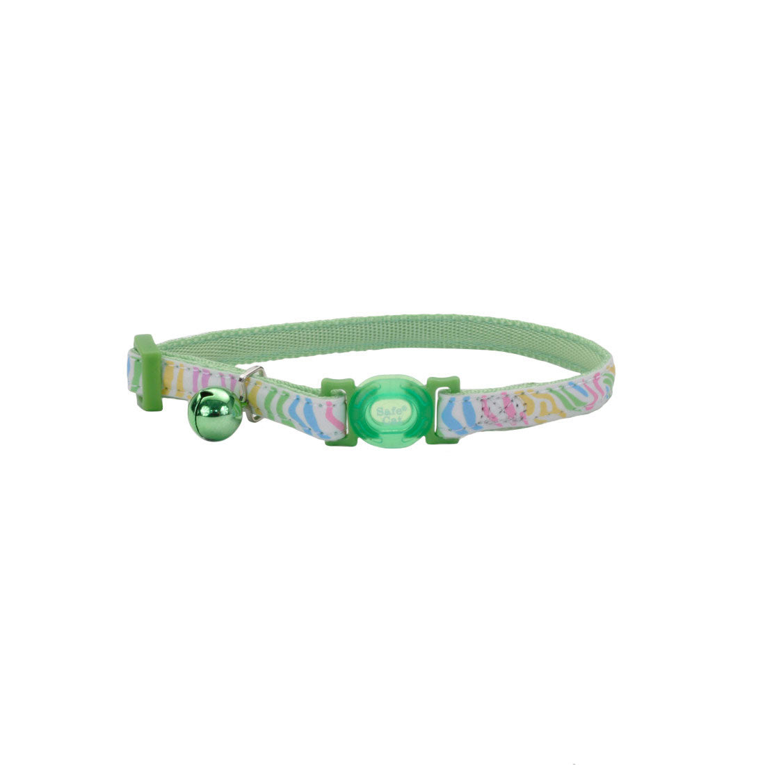 Safe Cat Glow in the Dark Adjustable Breakaway Collar Green Stripes