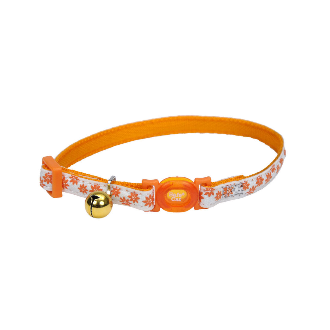 Safe Cat Glow in the Dark Adjustable Breakaway Collar Orange Flower