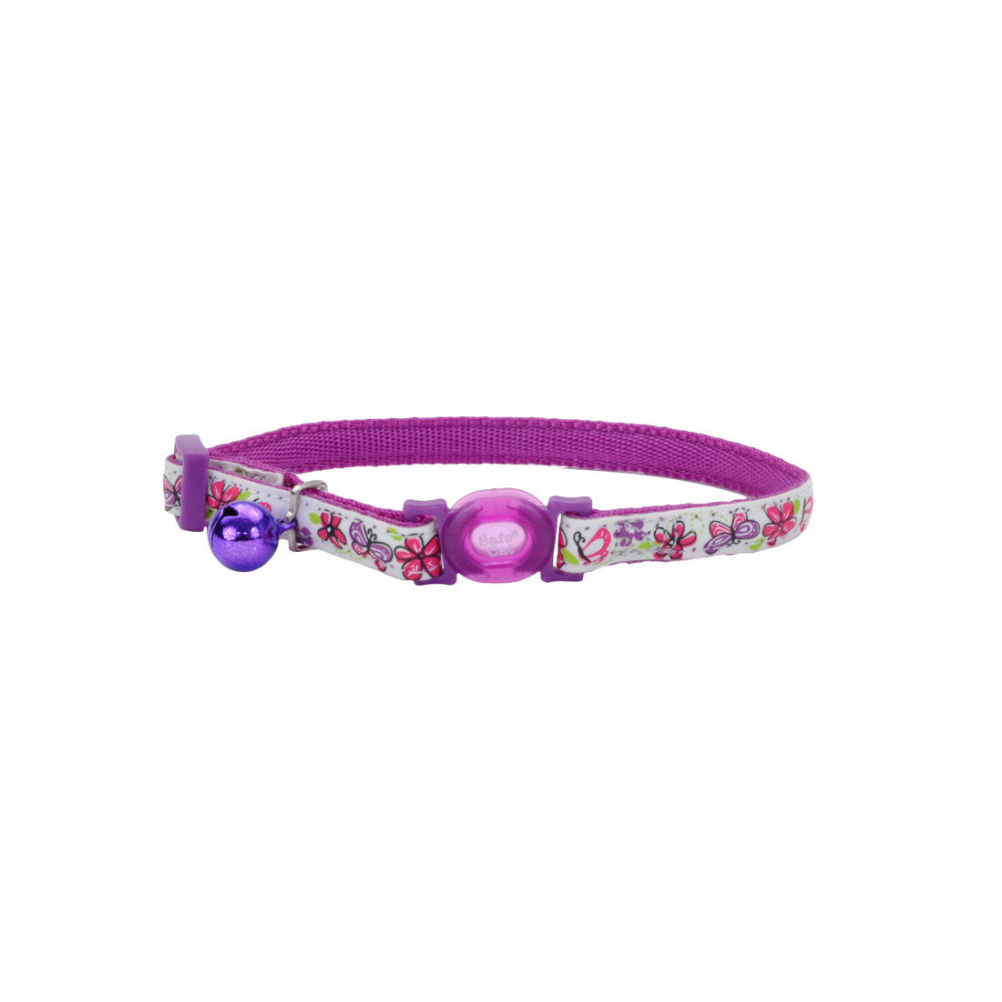 Safe Cat Glow in the Dark Adjustable Breakaway Collar Purple Butterfly