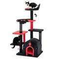Gothic Cat Tree 53 Inch Tall Cat Tower with Cat Bed and Arch-Shaped Condo-Black Default Title