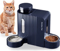 Gravity Pet Feeder & Water Dispenser Set with Stainless Steel Bowls Dark Blue Large (0.8 Gallon X 2)