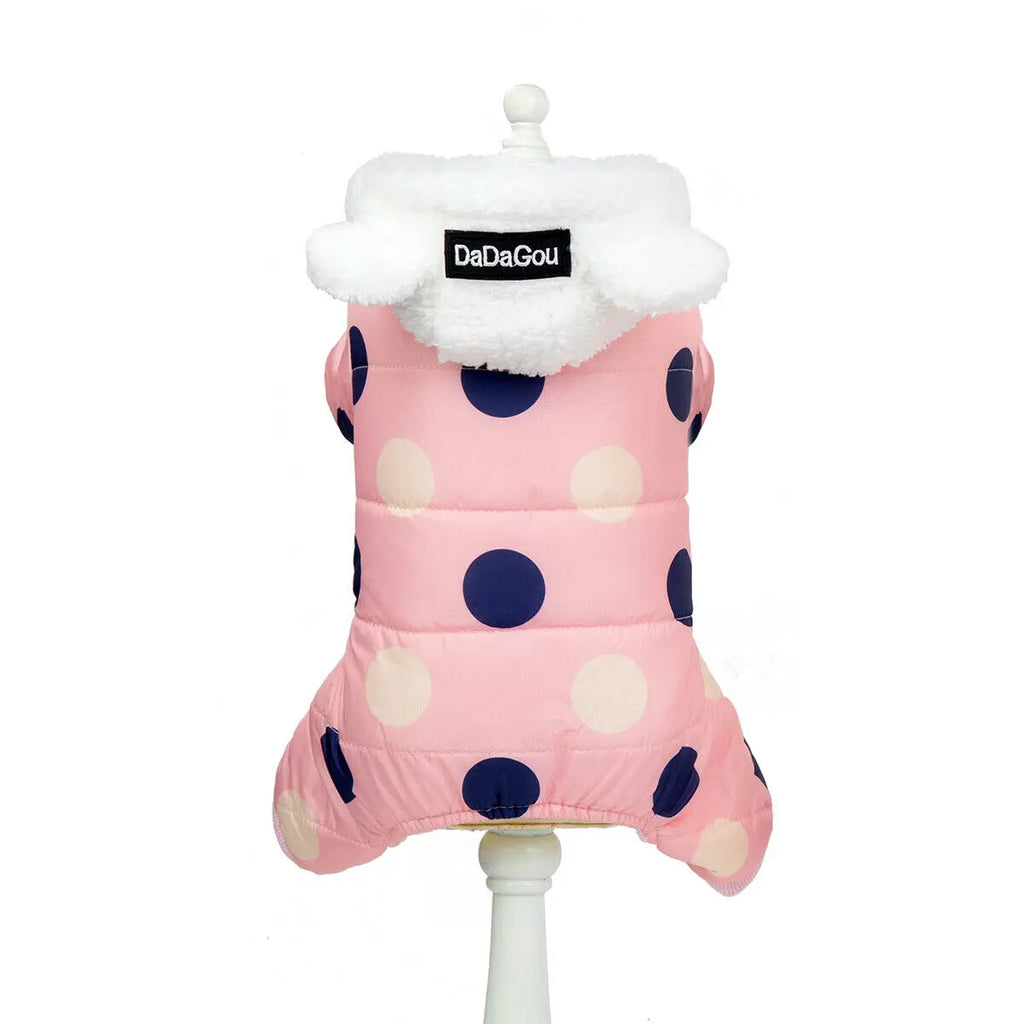 Dot Warm Pet Clothes for Dog Windproof Jackets Outdoor Fleece Hooded Coats Small Dog Winter Jumpsuit Clothing
