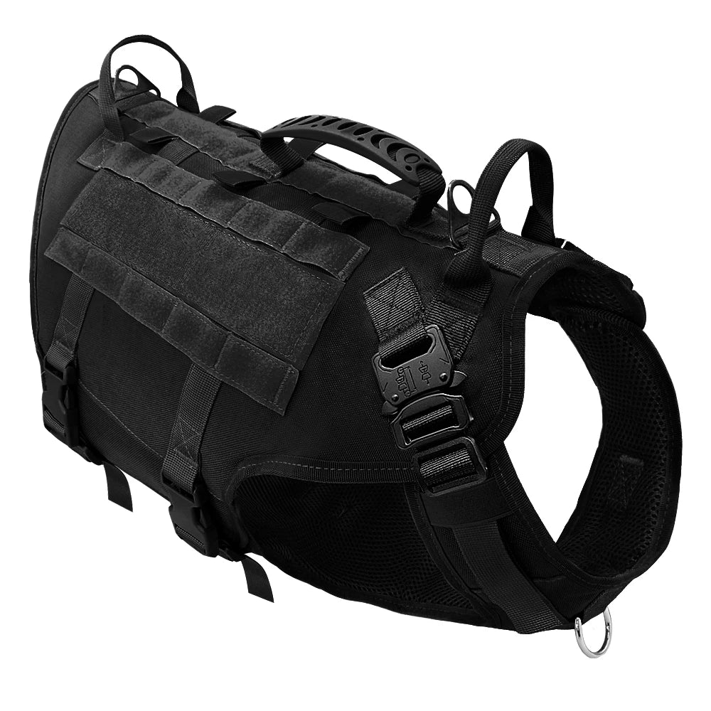 Tactical Dog Harness Military No Pull Pet Harness Vest For Medium Large Dogs Training Hiking Molle Dog Harness With Pouches Blank Black Harness Chest 67-100cm