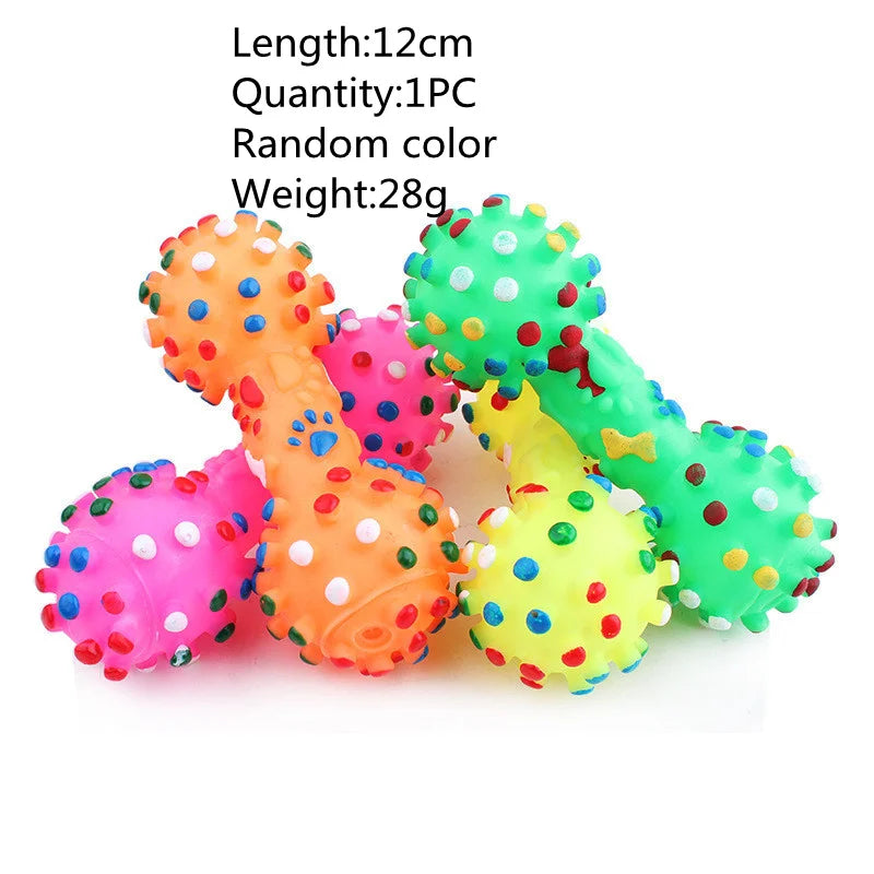 Squeaky Rubber Dog Chew Toy — Bone & Ball Tooth-Cleaning Training Toy, 1-Pack as picture 1