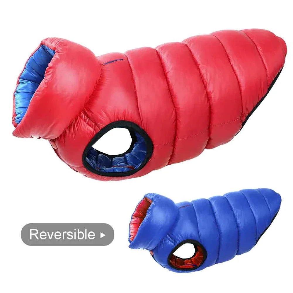 Warm Winter Dog Clothes Vest Reversible Dogs Jacket Coat 3 Layer Thick Pet Clothing Waterproof Outfit for Small Large Dogs Red