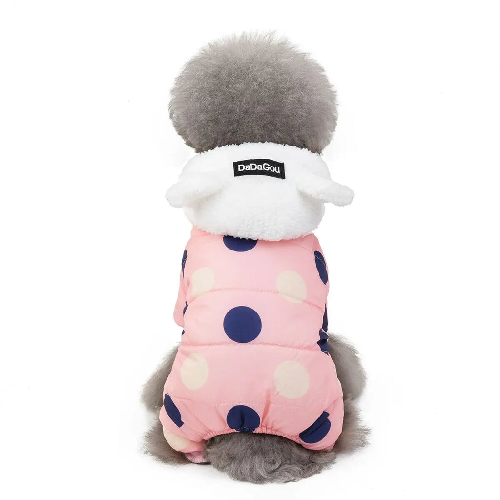 Dot Warm Pet Clothes for Dog Windproof Jackets Outdoor Fleece Hooded Coats Small Dog Winter Jumpsuit Clothing
