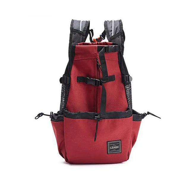 Breathable Dog Carrier Backpack for Travel, Hiking & Motorcycle – Mesh Pet Backpack Red