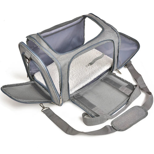 Airline-Approved Soft-Side Pet Carrier Backpack for Small Dogs & Cats — M (44×28×28 cm / 17.3×11×11 in) & L (50×34×34 cm / 19.7×13.4×13.4 in), Up to 12 kg (26.5 lb)
