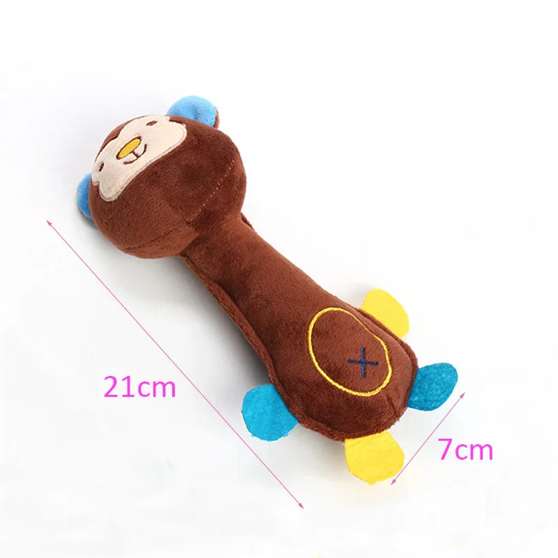 Durable Plush Squeaky Dog Chew Toy for Small Dogs, Animal Shape Puppy Toy for Chihuahua Yorkie Bichon Brown Monkey As the pictures CN