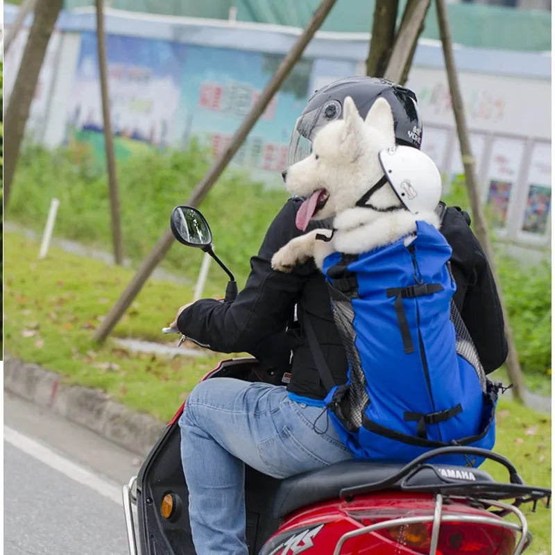 Breathable Dog Carrier Backpack for Travel, Hiking & Motorcycle – Mesh Pet Backpack Blue