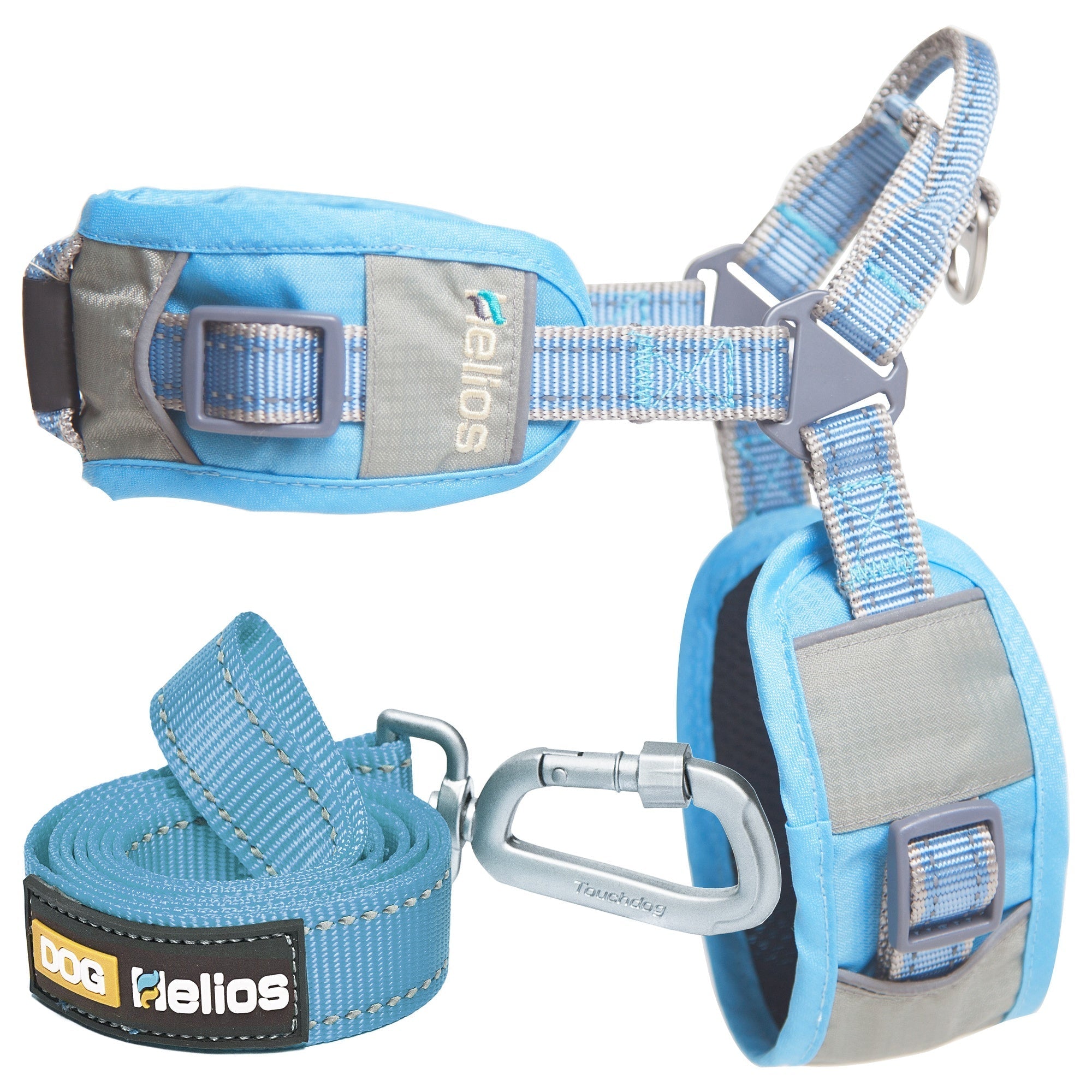 Dog Helios 'Geo-turf' Performance Adjustible and Reflective Dog Harness and Leash Blue