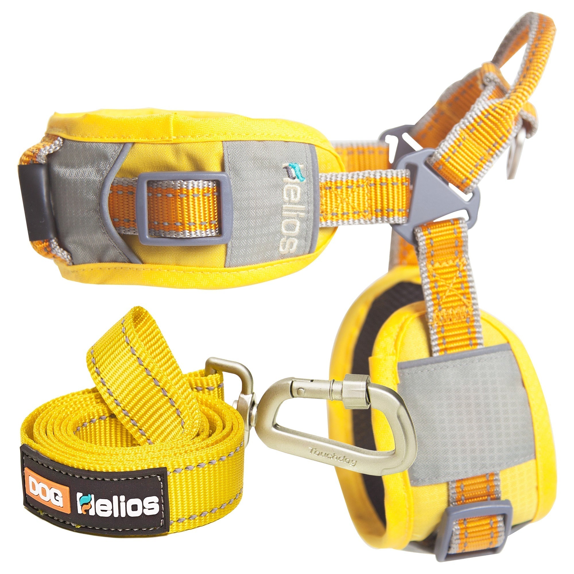 Dog Helios 'Geo-turf' Performance Adjustible and Reflective Dog Harness and Leash Yellow