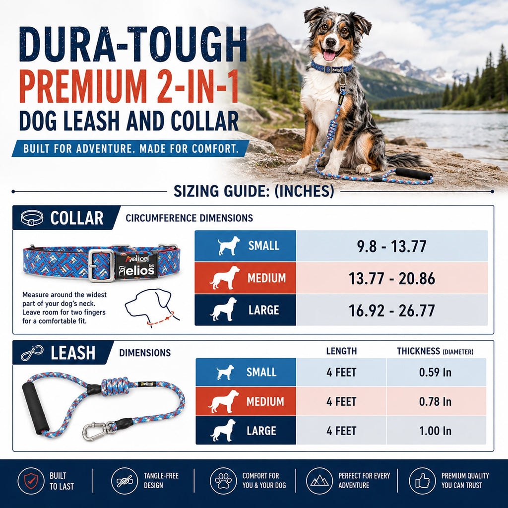 Dog Helios ® 'Dura-Tough' 2-in-1 Reflective Adjustable Fashion Dog Leash and Collar
