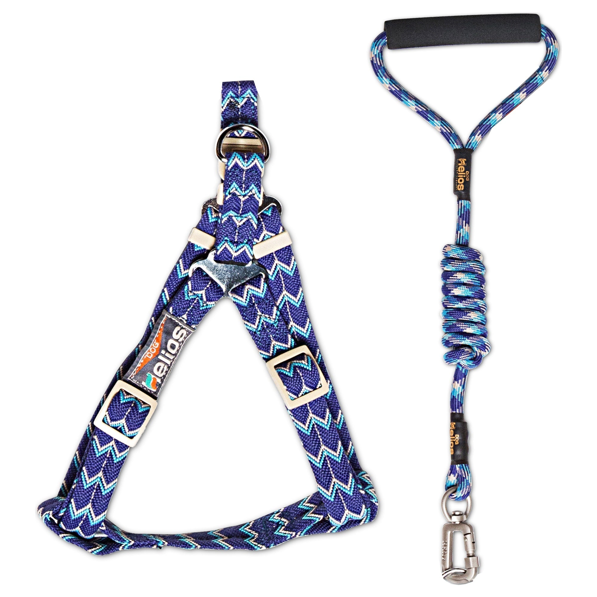 Dog Helios Surfside Designer Leash and Harness Blue