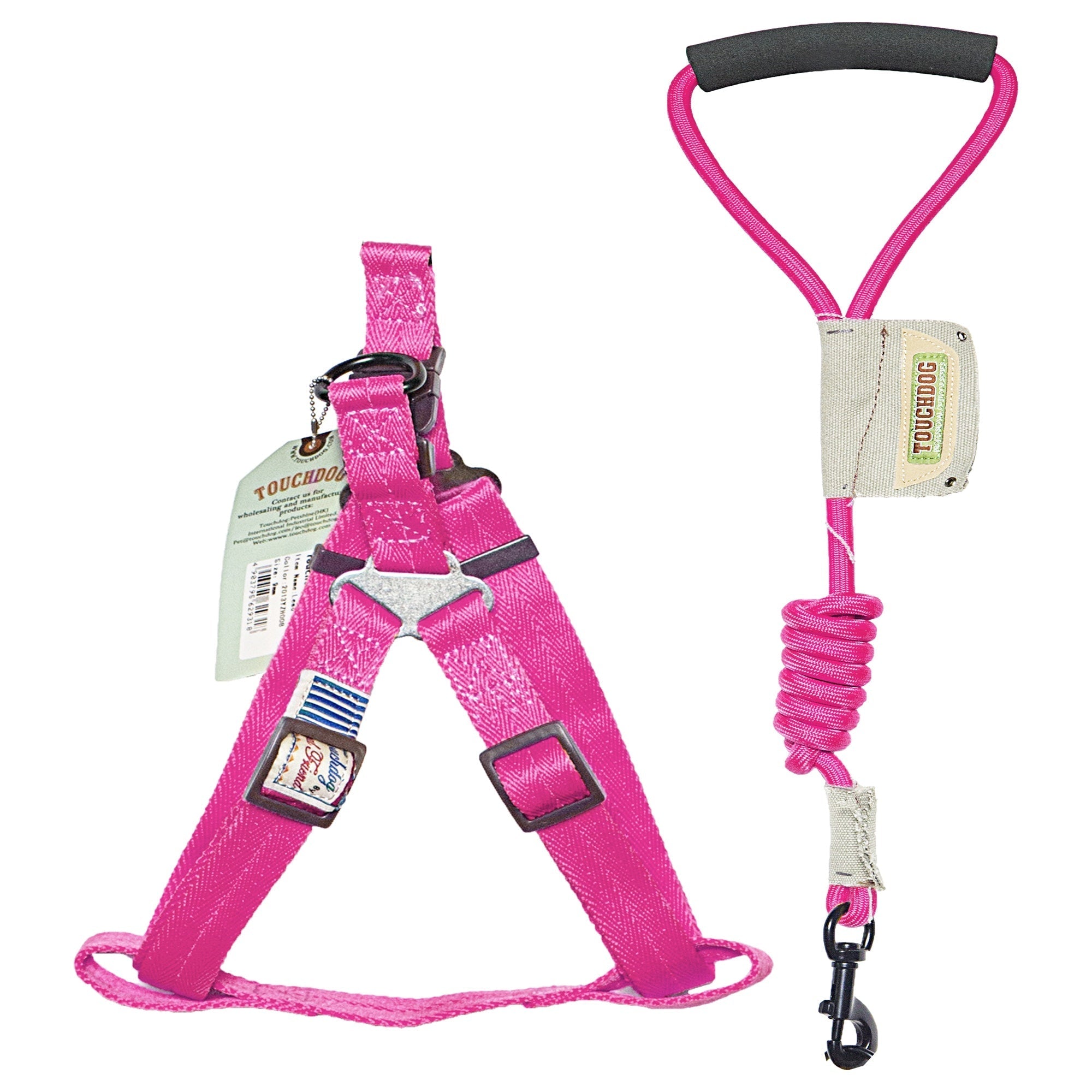 Touchdog Faded-Barker 2-in-1 Fashion Dog Leash and Harness Pink
