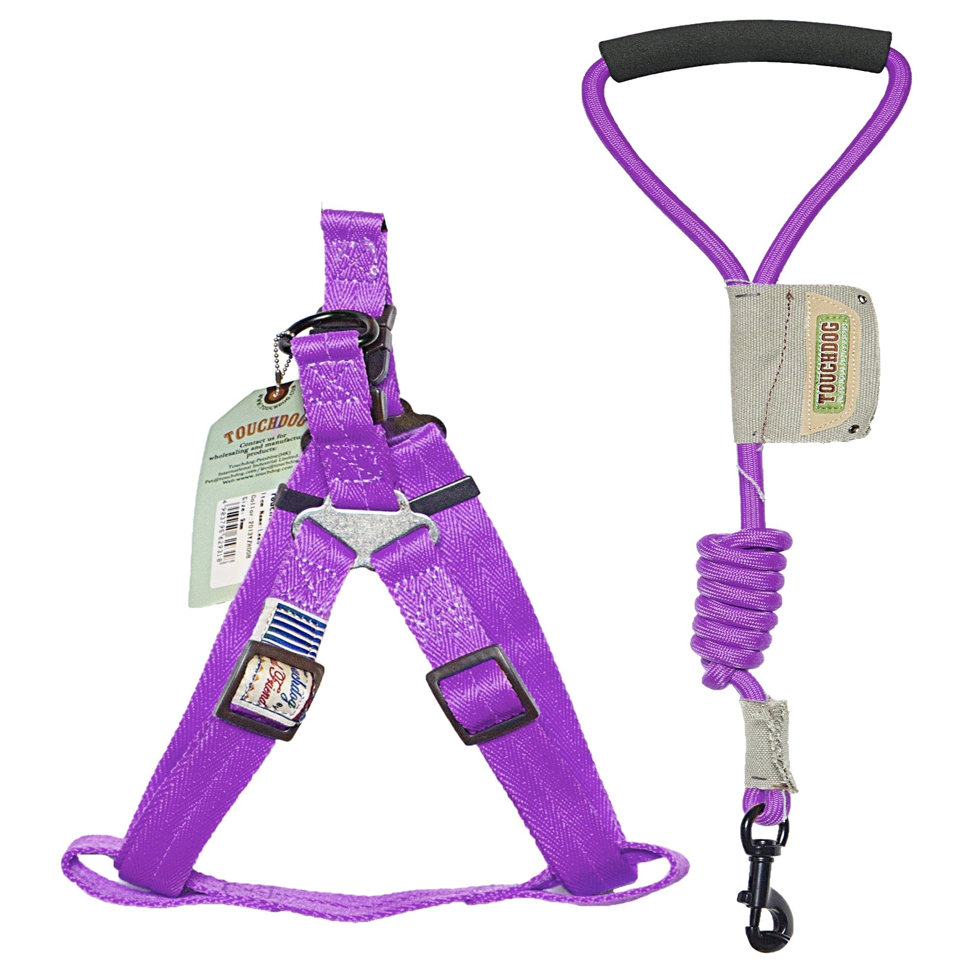 Touchdog Faded-Barker 2-in-1 Fashion Dog Leash and Harness Purple