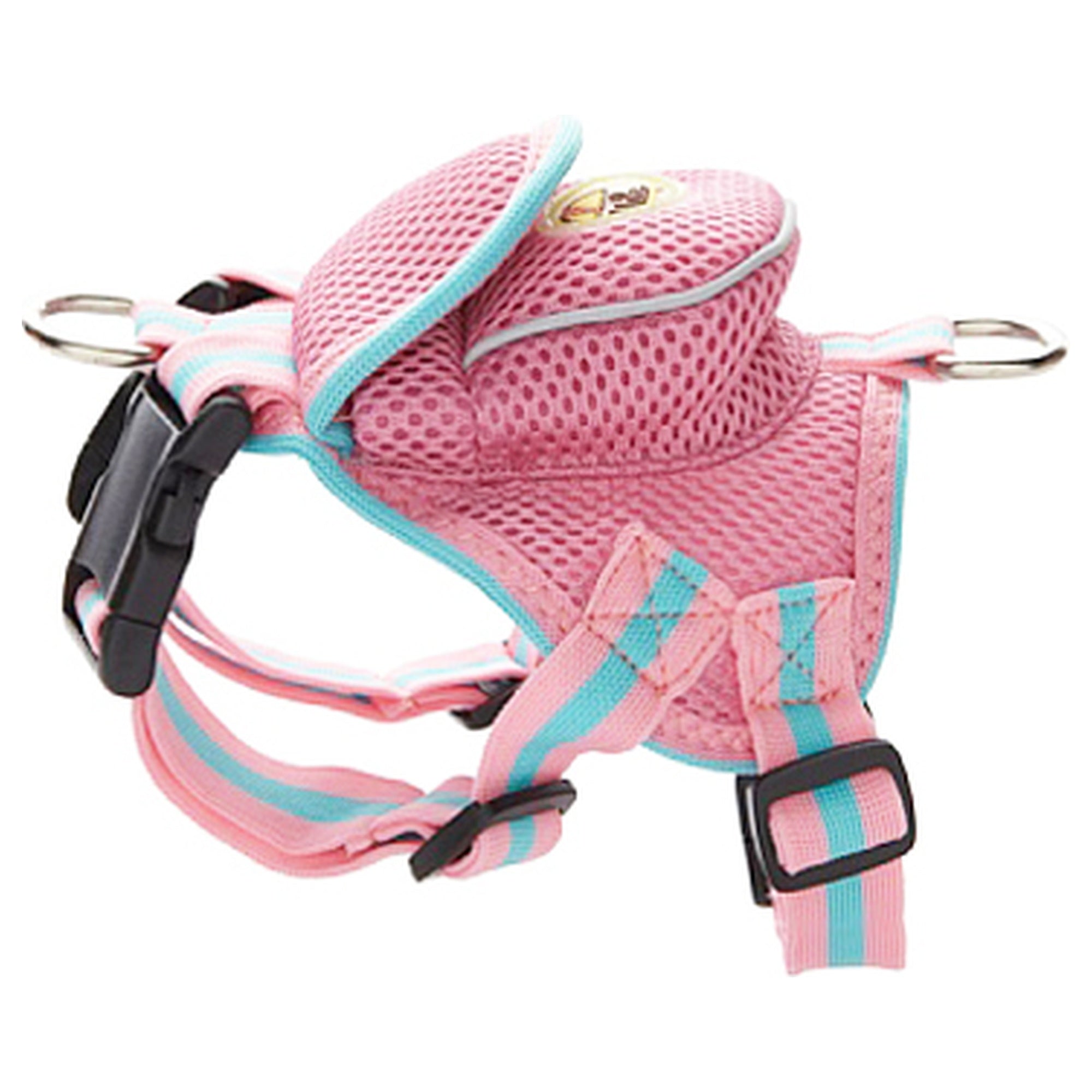 Pet Life ® 'Pocket Bark' Reflective Adjustable Fashion Pet Dog Harness w/ Hook-and-Loop Pouch and Dual Harness Rings Pink