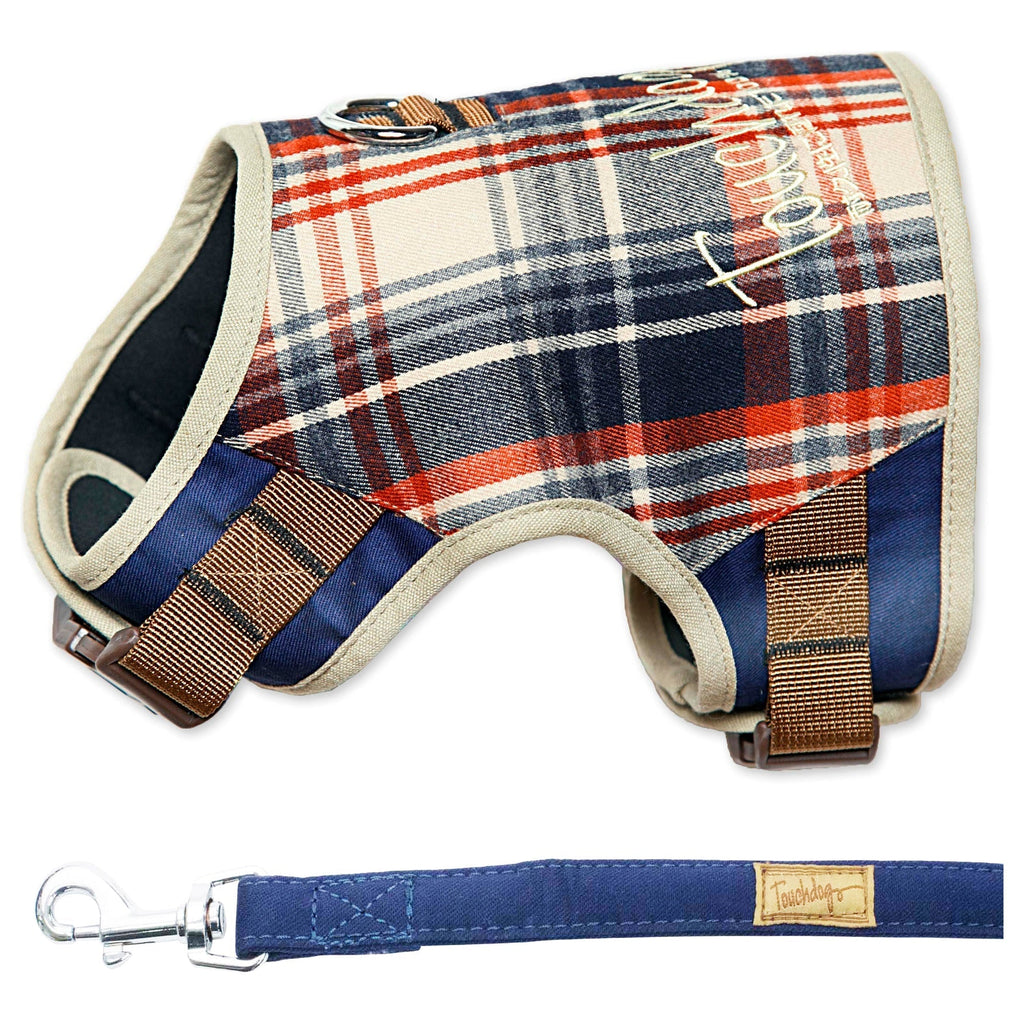 Touchdog ® 'Tough-Boutique' 2-in-1 Adjustable Fashion Dog Harness and Leash Blue Plaid