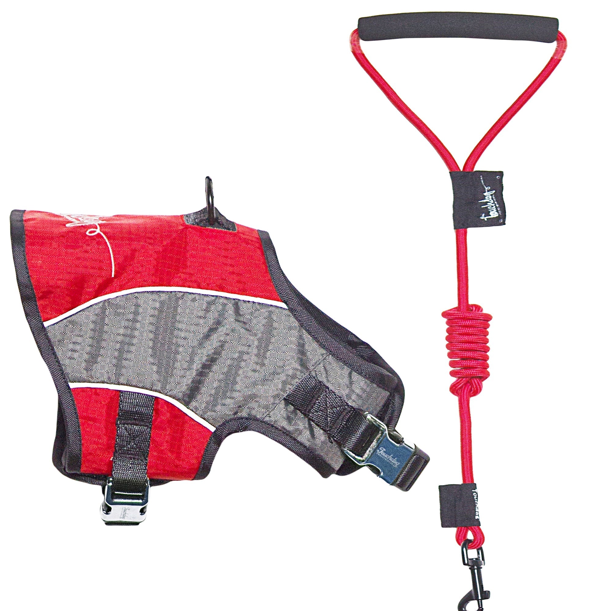 Touchdog ® 'Reflective-Max' 2-in-1 Performance Dog Harness and Leash Dark Red, Charcoal Grey