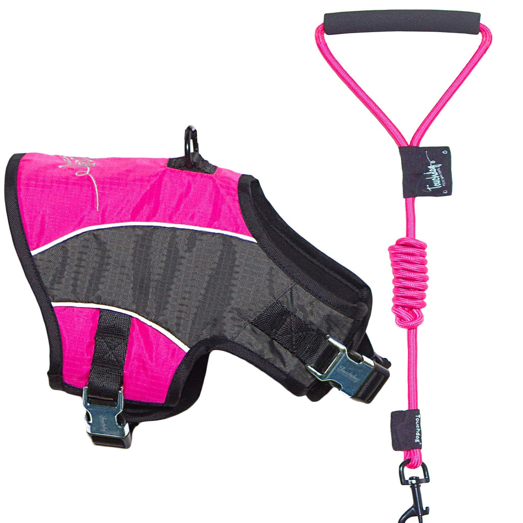 Touchdog ® 'Reflective-Max' 2-in-1 Performance Dog Harness and Leash Pink, Charcoal Grey