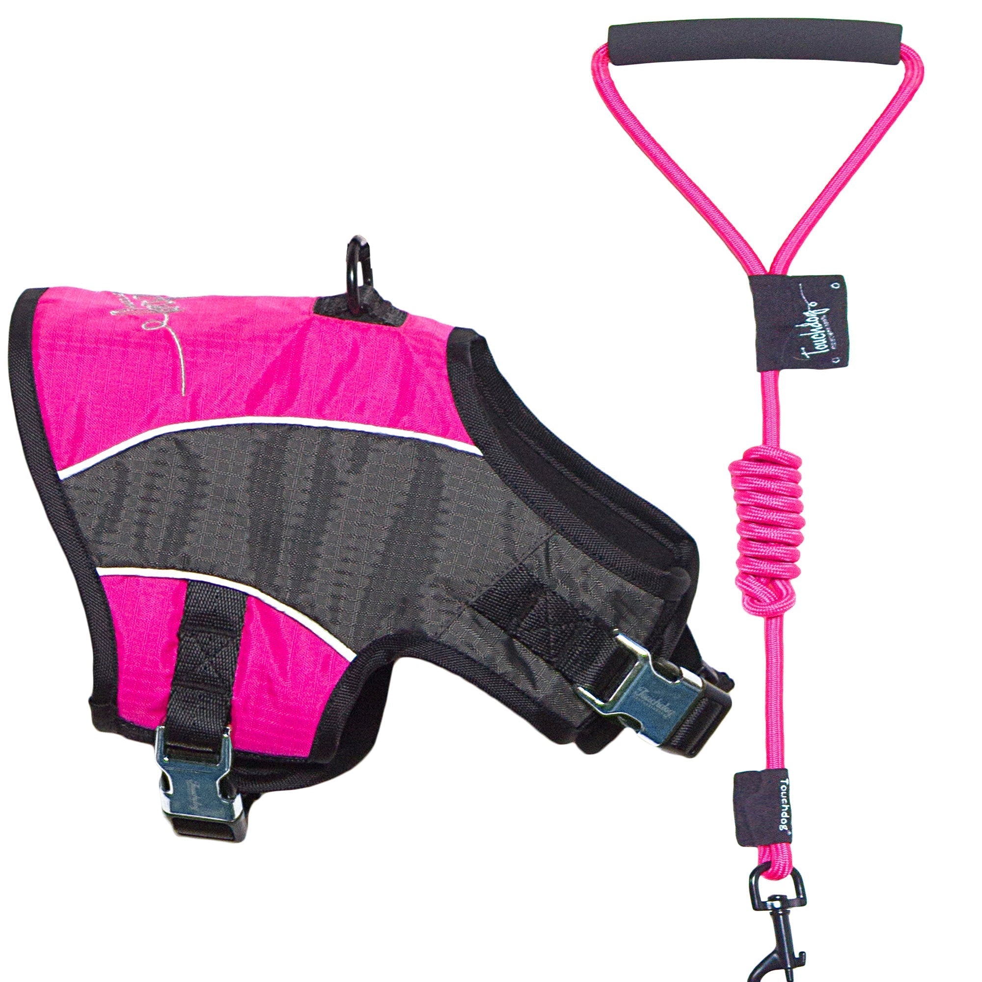 Touchdog ® 'Reflective-Max' 2-in-1 Performance Dog Harness and Leash Pink, Charcoal Grey
