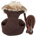 Pet Life ® Luxe 'Furracious' 2-In-1 Adjustable Dog Harness and Leash with Detachable Fur Collar Dark Cocoa Brown