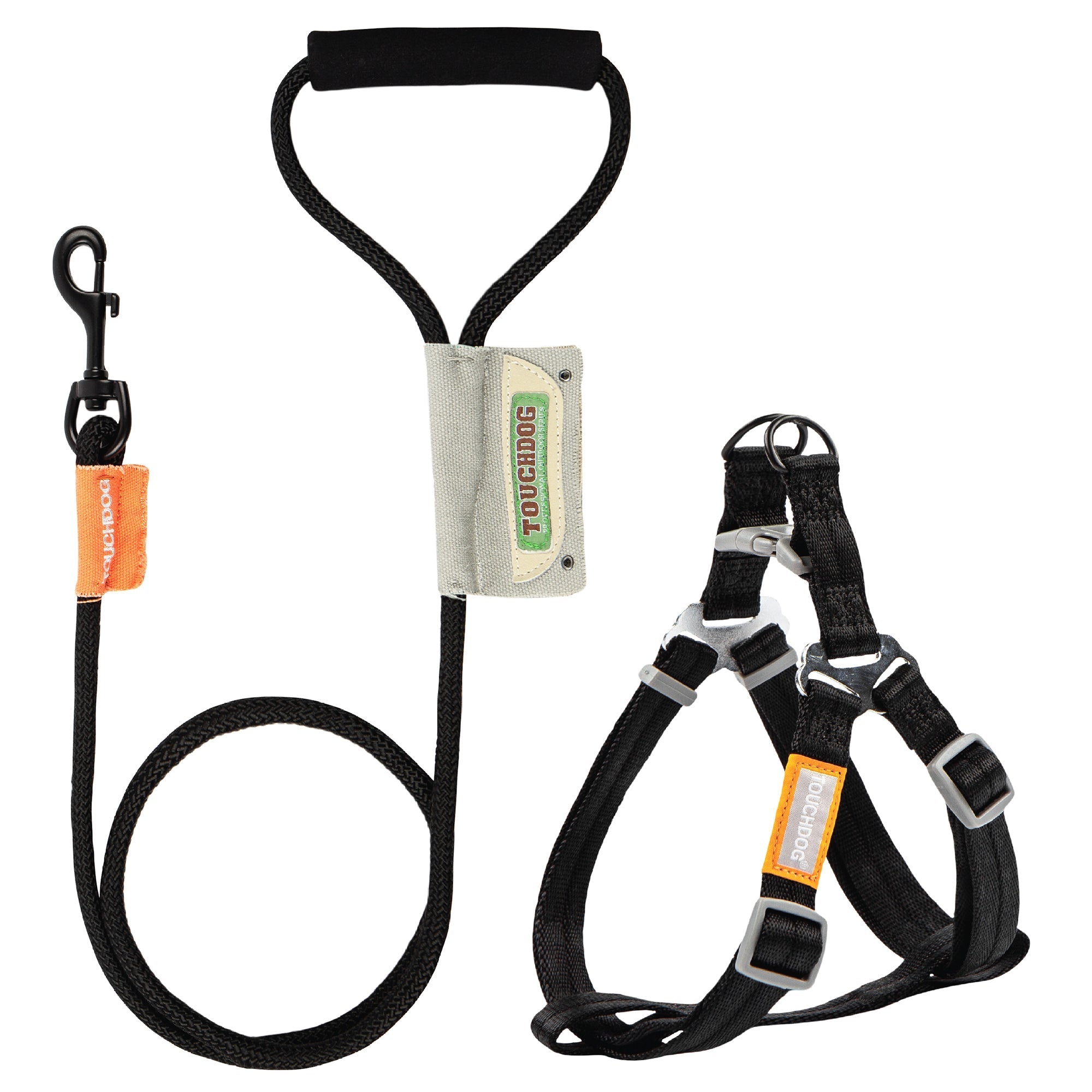 Touchdog ® 'Macaron' 2-in-1 Durable Nylon Dog Harness and Leash Black