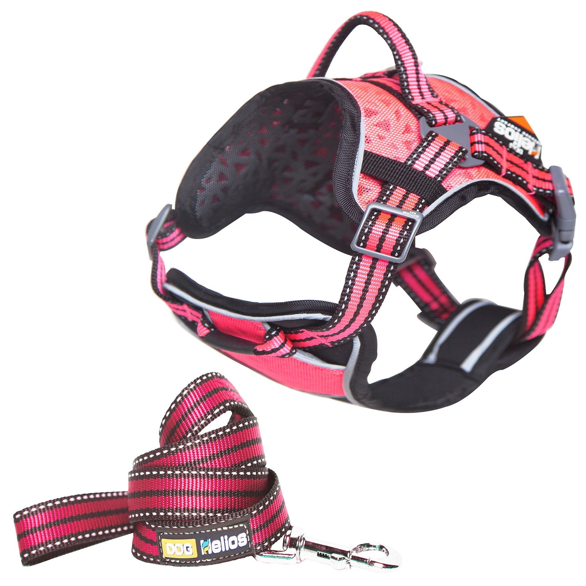 Dog Helios ® 'Journey Wander' Chest Compressive Sporty Adjustable Dog Harness and Leash Pink